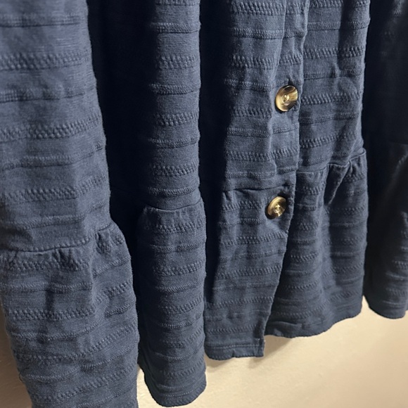 Sonoma Navy Button-Front Tiered Midi Dress - Picture 6 of 11